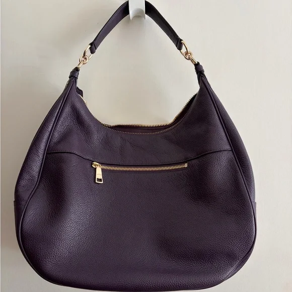 Coach Plum Leather Hobo Bag with Gold Details - Picture 2 of 5